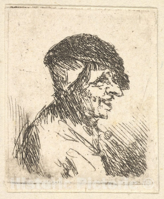 Art Print : Adriaen Van Ostade - Head of Peasant : Vintage Wall Art