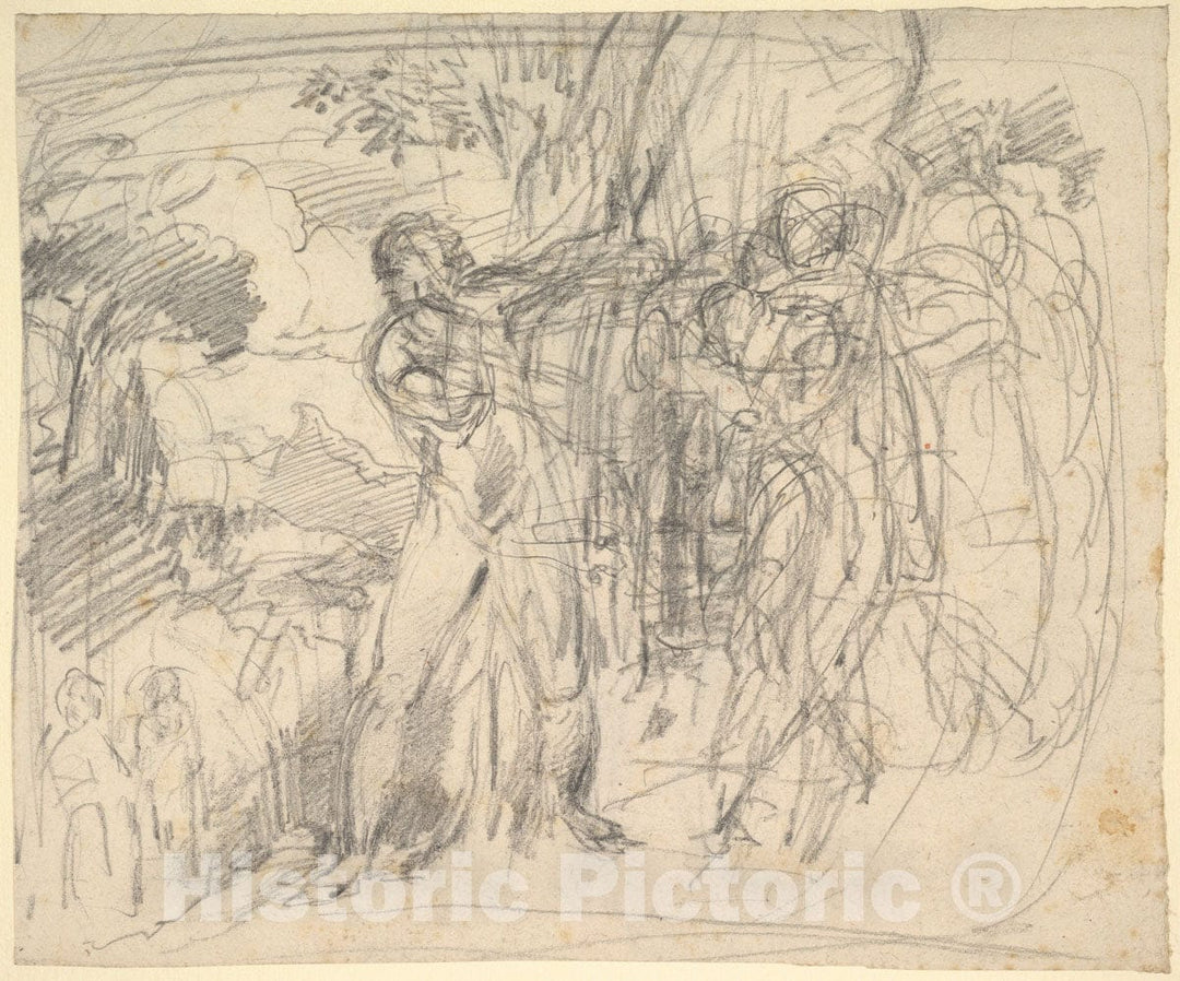 Art Print : Compositional Study for “Comus–The Measure” - Artist: George Richmond - Created: c1864 : Vintage Wall Art