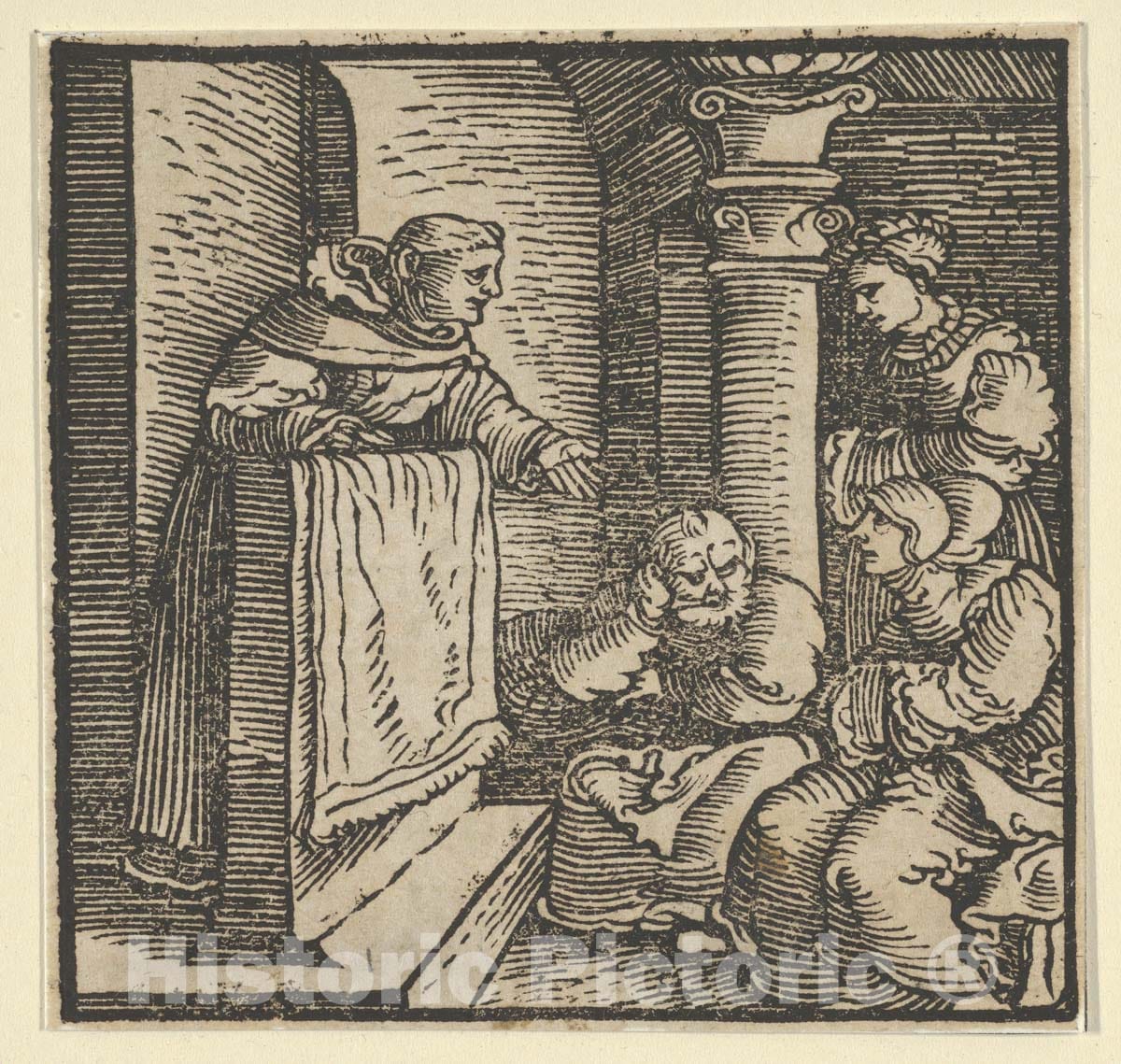 Art Print : Hans Schäufelein - Brother Cipolla in The Parish of Certaldo, from The Decameron : Vintage Wall Art