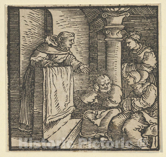 Art Print : Hans Schäufelein - Brother Cipolla in The Parish of Certaldo, from The Decameron : Vintage Wall Art