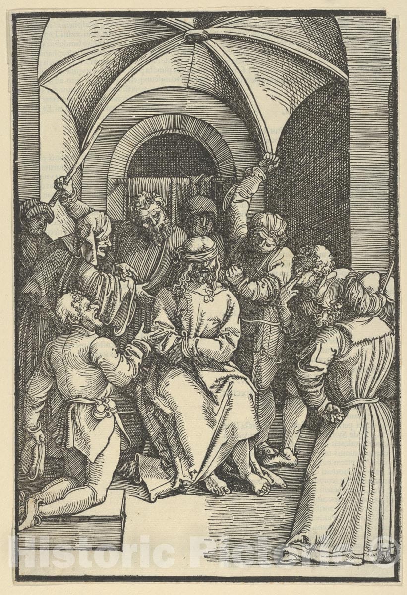 Art Print : Hans Schäufelein - The Mocking of Christ, from Speculum passionis Domini Nostri Ihesu Christi : Vintage Wall Art