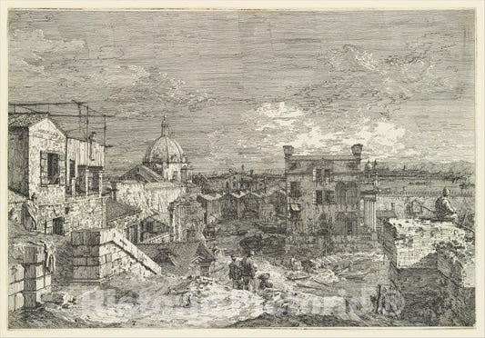 Art Print : Canaletto (Giovanni Antonio Canal) - Imaginary View of Venice (undivided Plate) : Vintage Wall Art