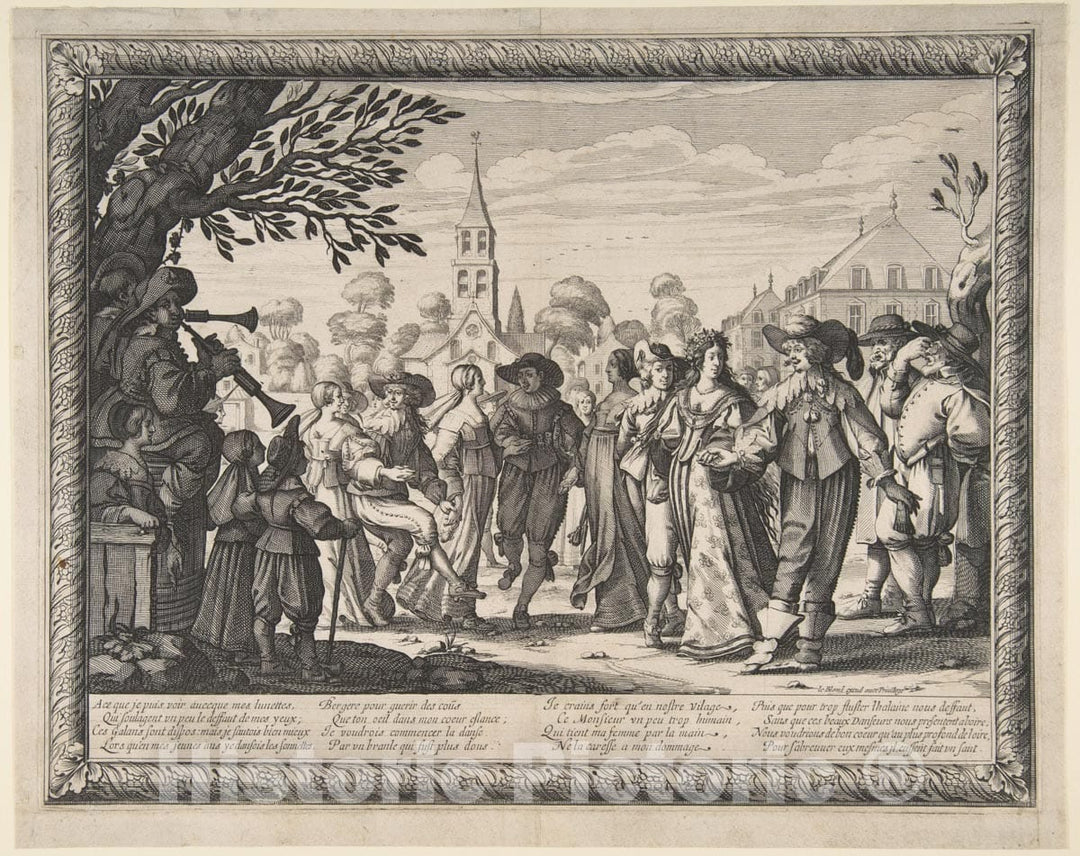 Art Print : Abraham Bosse - Dance on The Village Square 2 : Vintage Wall Art