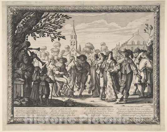 Art Print : Abraham Bosse - Dance on The Village Square 2 : Vintage Wall Art