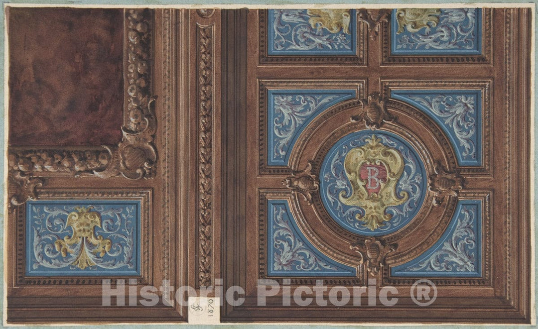 Art Print : Jules-Edmond-Charles Lachaise - Design for Dining Room Ceiling, Hôtel de Behague : Vintage Wall Art