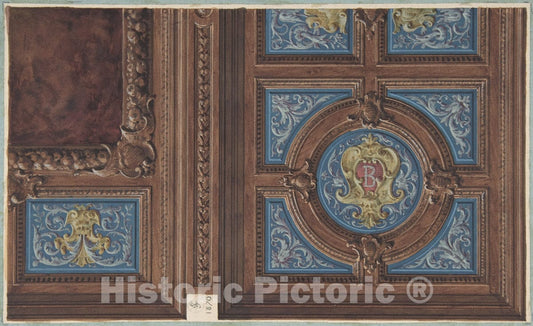Art Print : Jules-Edmond-Charles Lachaise - Design for Dining Room Ceiling, Hôtel de Behague : Vintage Wall Art