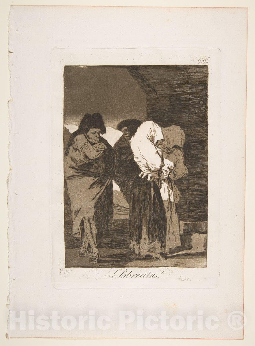 Art Print : Goya - Plate 22 from 'Los Caprichos': Poor Little Girls! (Pobrecitas!) : Vintage Wall Art