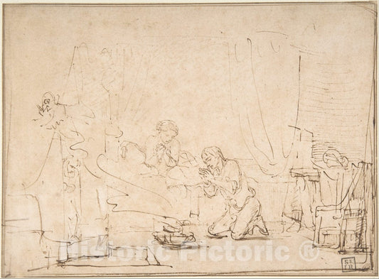 Art Print : Rembrandt (Rembrandt Van Rijn) - The Wedding Night of Tobias and Sarah : Vintage Wall Art