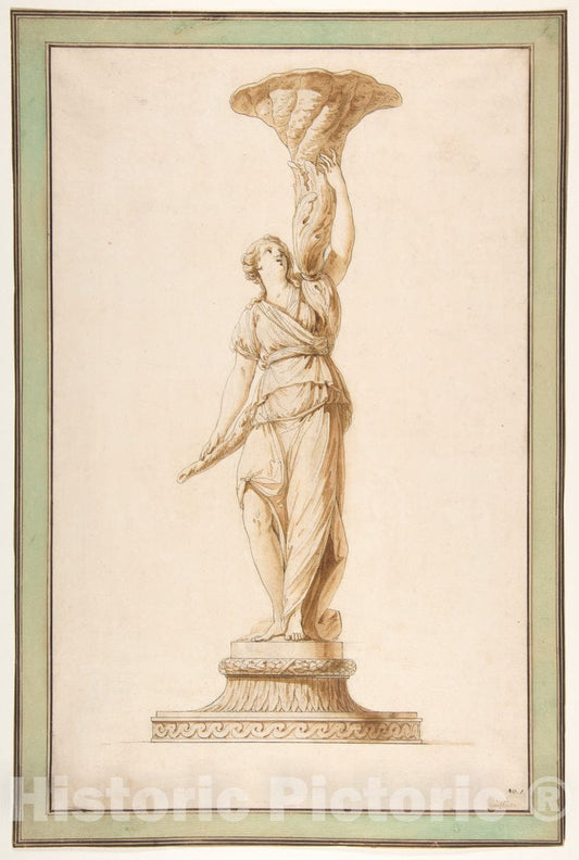 Art Print : Jean Jacques François Le Barbier - Design for a Torchère : Vintage Wall Art