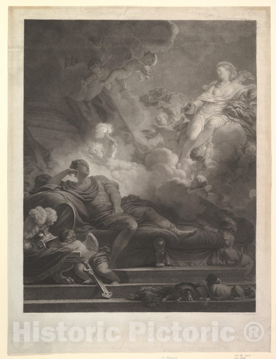 Art Print : Jean Honoré Fragonard - Le Songe d'Amour 2 : Vintage Wall Art