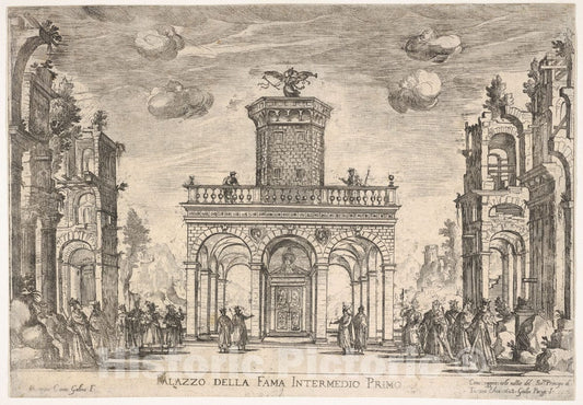 Art Print : First Interlude: Palace of Fame - Artist: Remigio Cantagallina - Created: 1608 : Vintage Wall Art