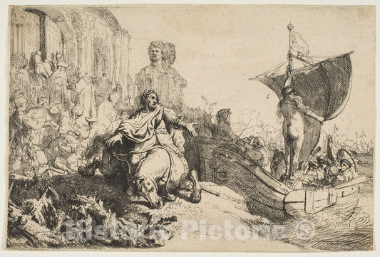 Art Print : Rembrandt (Rembrandt Van Rijn) - The Ship of Fortune : Vintage Wall Art