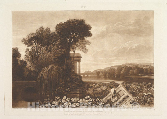 Art Print : Designed and Etched by Joseph Mallord William Turner - Isis (Liber Studiorum, Part XIV, Plate 68) : Vintage Wall Art