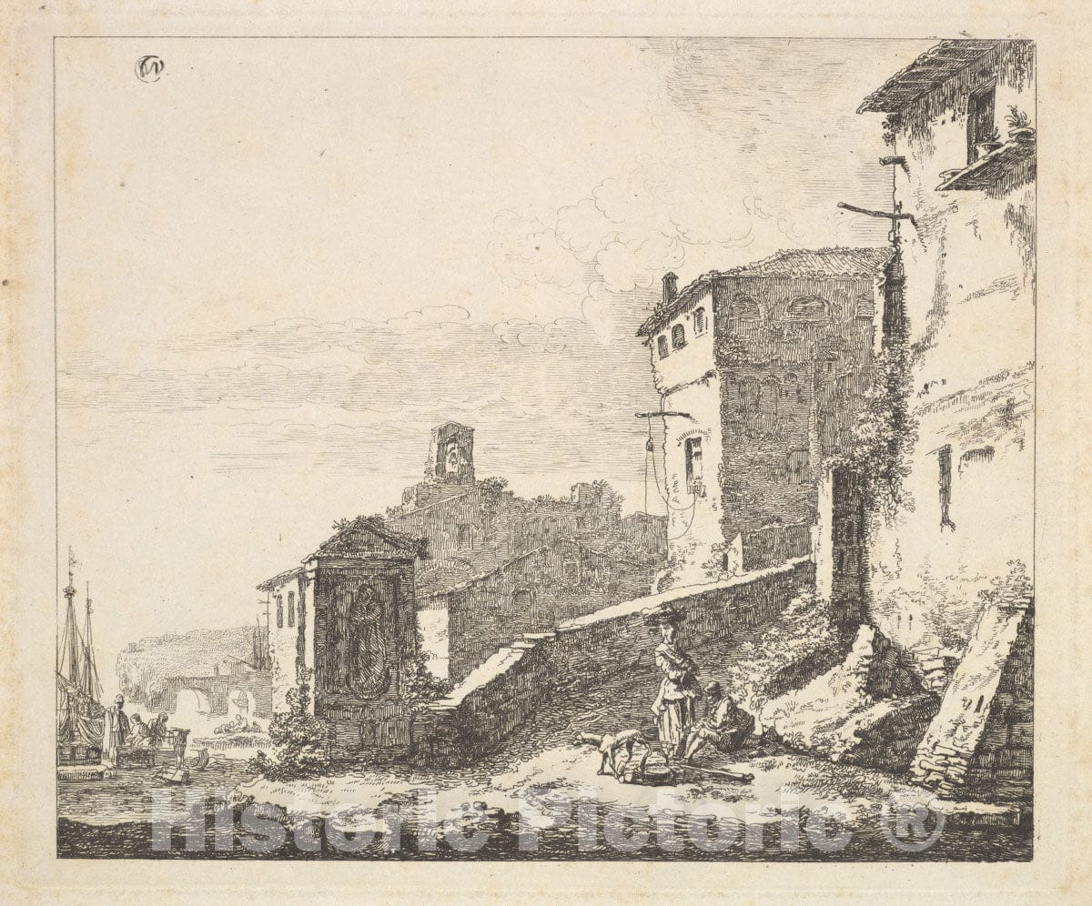 Art Print : Thomas Wijck - Village Scene with Woman Standing Beside a Seated Man (Copy) : Vintage Wall Art