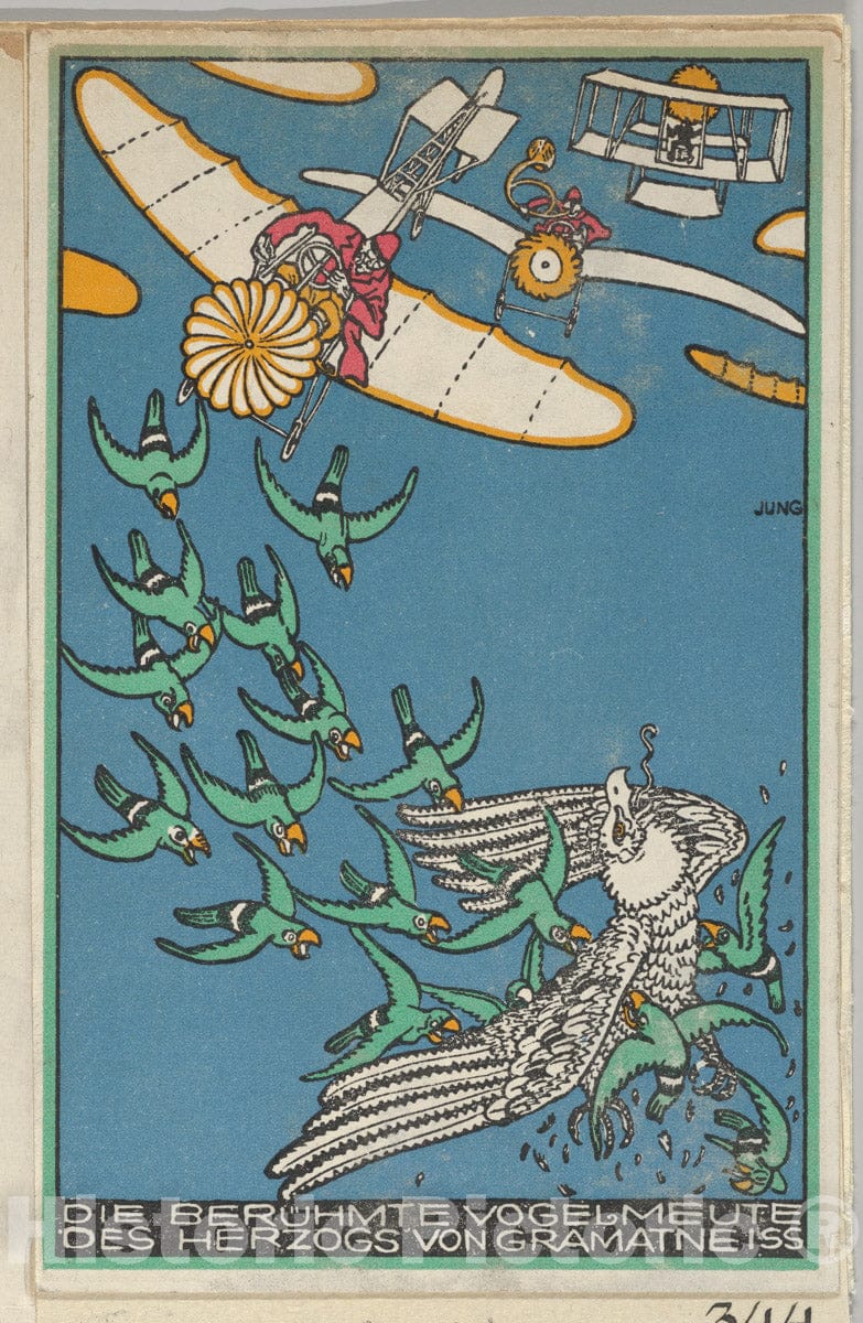 Art Print : Moriz Jung - The Duke of Gramatneiss's Famous Pack of Birds (Die Berühmte Vogelmeute des Herzogs von Gramatneiss) : Vintage Wall Art