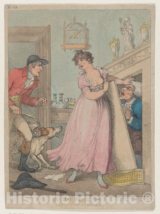 Art Print : Thomas Rowlandson - an Old Poacher Caught in a Snare 1 : Vintage Wall Art