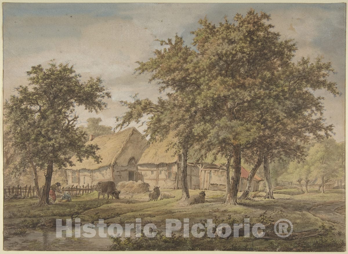Art Print : Adrianus de Visser - Landscape with a Farmhouse : Vintage Wall Art