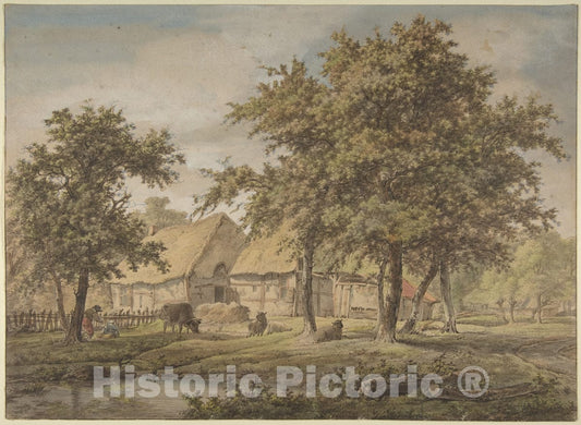 Art Print : Adrianus de Visser - Landscape with a Farmhouse : Vintage Wall Art