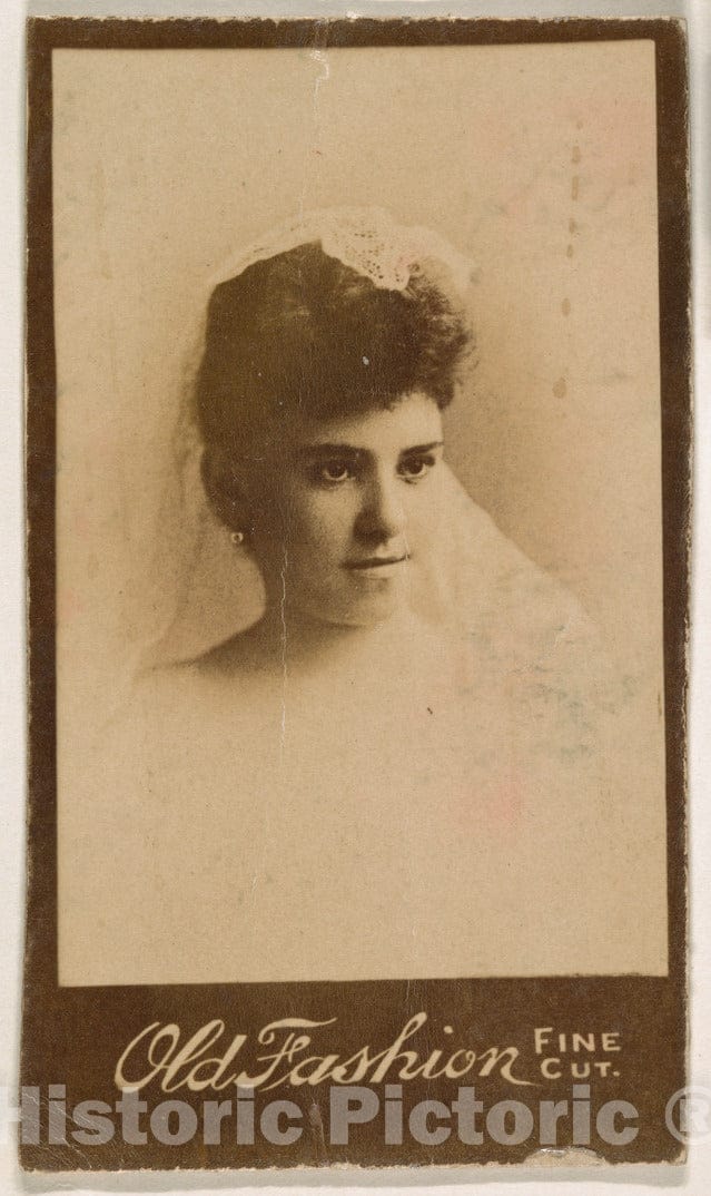 Photo Print : Actress Wearing lace Headpiece, from The Actresses Series (N664) Promoting Old Fashion Fine Cut Tobacco : Vintage Wall Art