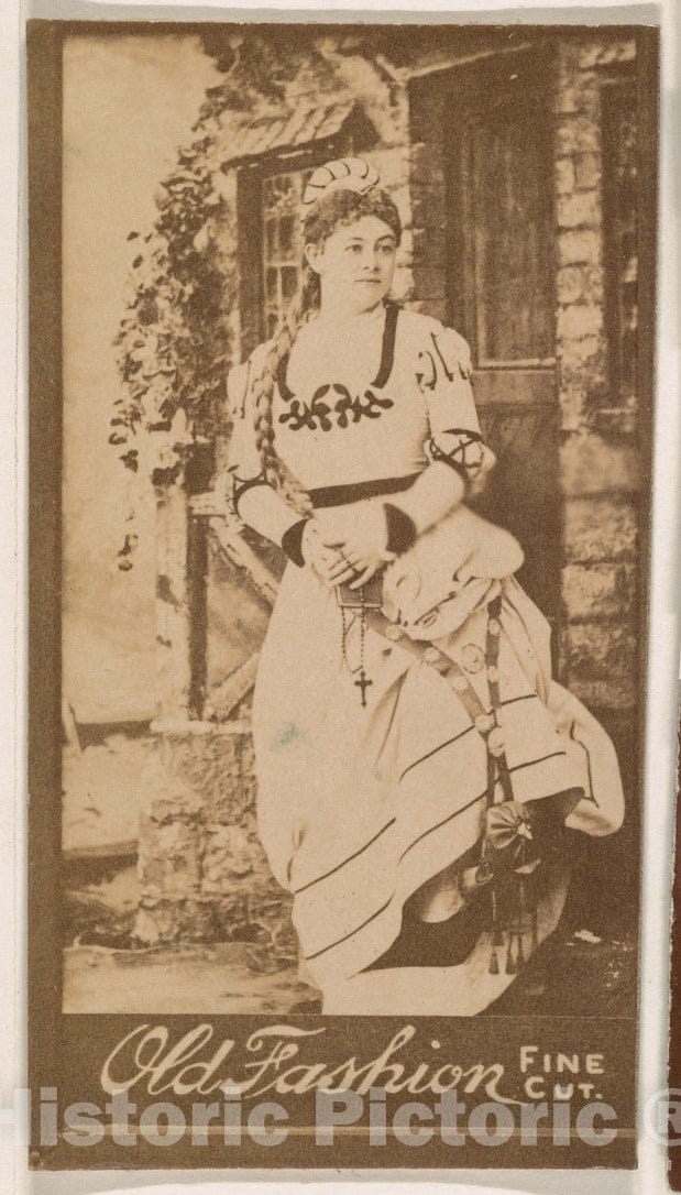 Photo Print : Actress with Long Braid, from The Actresses Series (N664) Promoting Old Fashion Fine Cut Tobacco : Vintage Wall Art