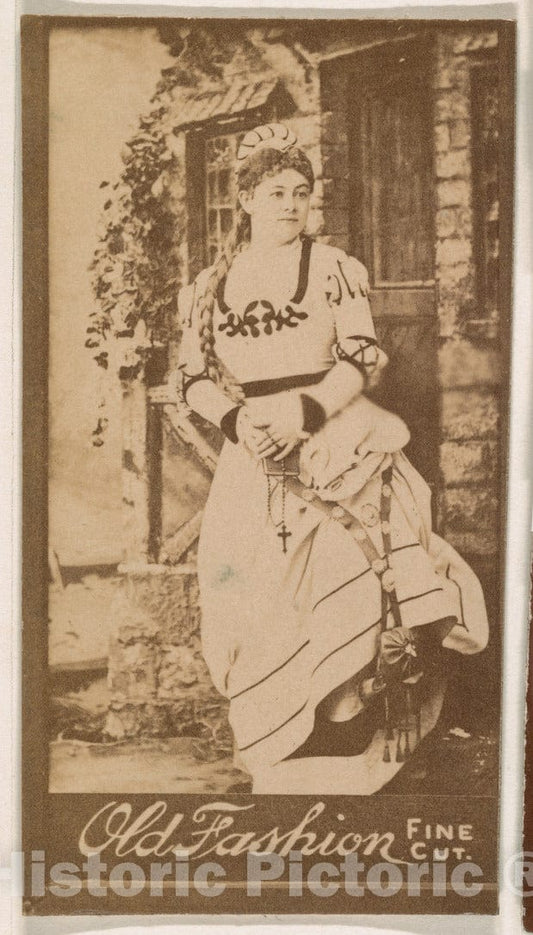 Photo Print : Actress with Long Braid, from The Actresses Series (N664) Promoting Old Fashion Fine Cut Tobacco : Vintage Wall Art
