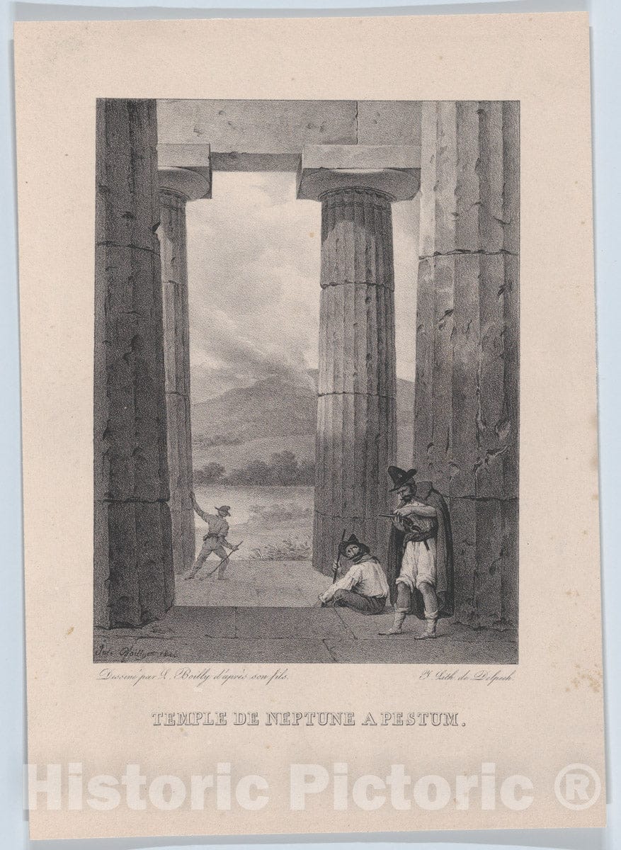 Art Print : Louis Léopold Boilly - The Temple of Neptune in Pestum : Vintage Wall Art