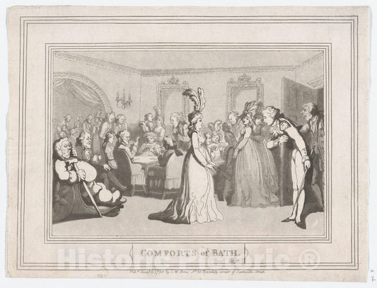 Art Print : Thomas Rowlandson - Comforts of Bath, Plate 8 2 : Vintage Wall Art