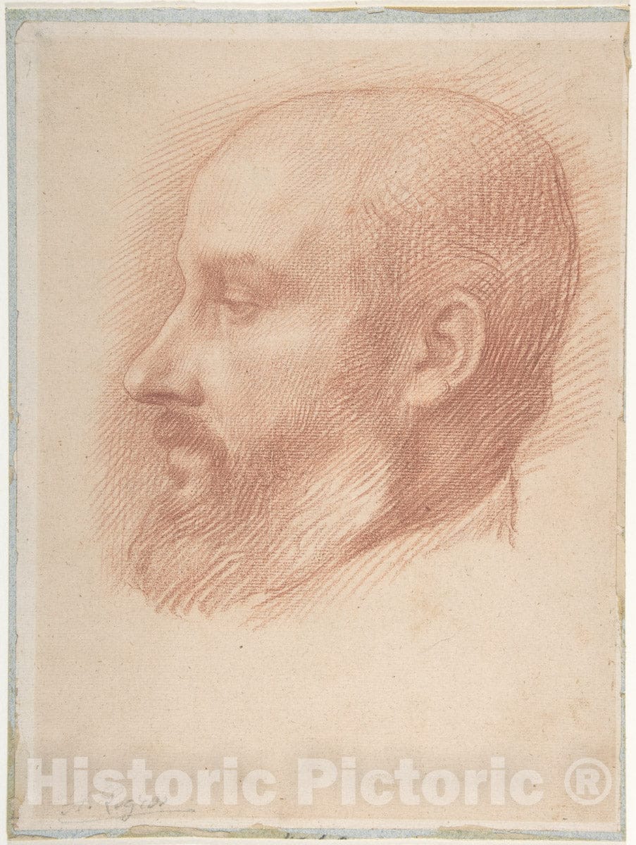 Art Print : Alphonse Legros - Study of a Head of a Man : Vintage Wall Art