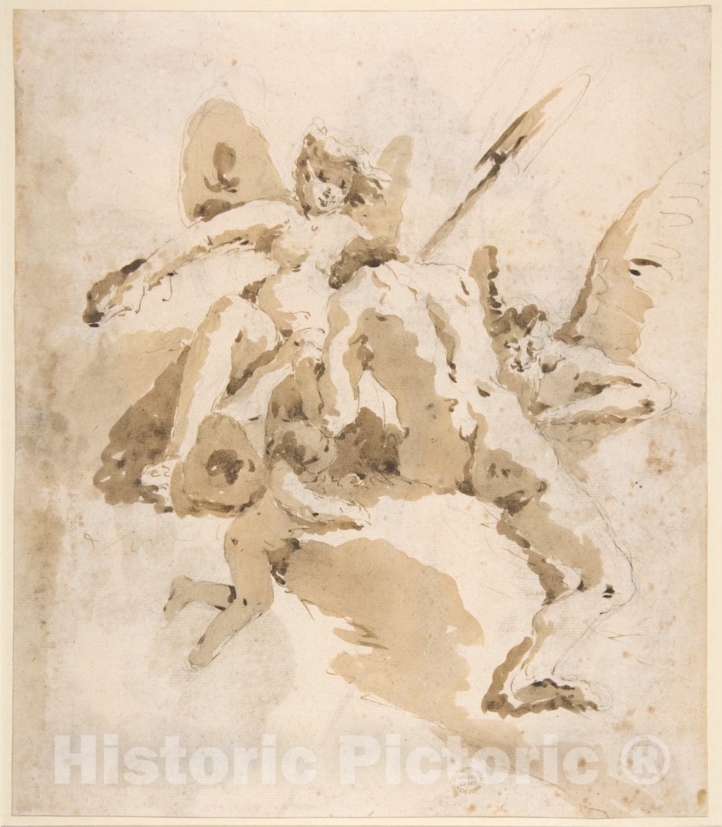 Art Print : Circle of Giovanni Battista Tiepolo - Design for a Ceiling (Recto)