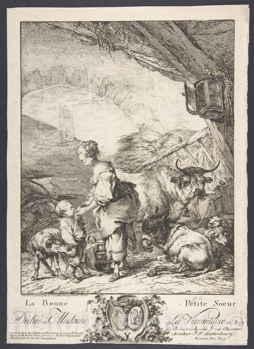 Art Print : Philippe Jacques de Loutherbourg - Le bonne Petite Soeur : Vintage Wall Art