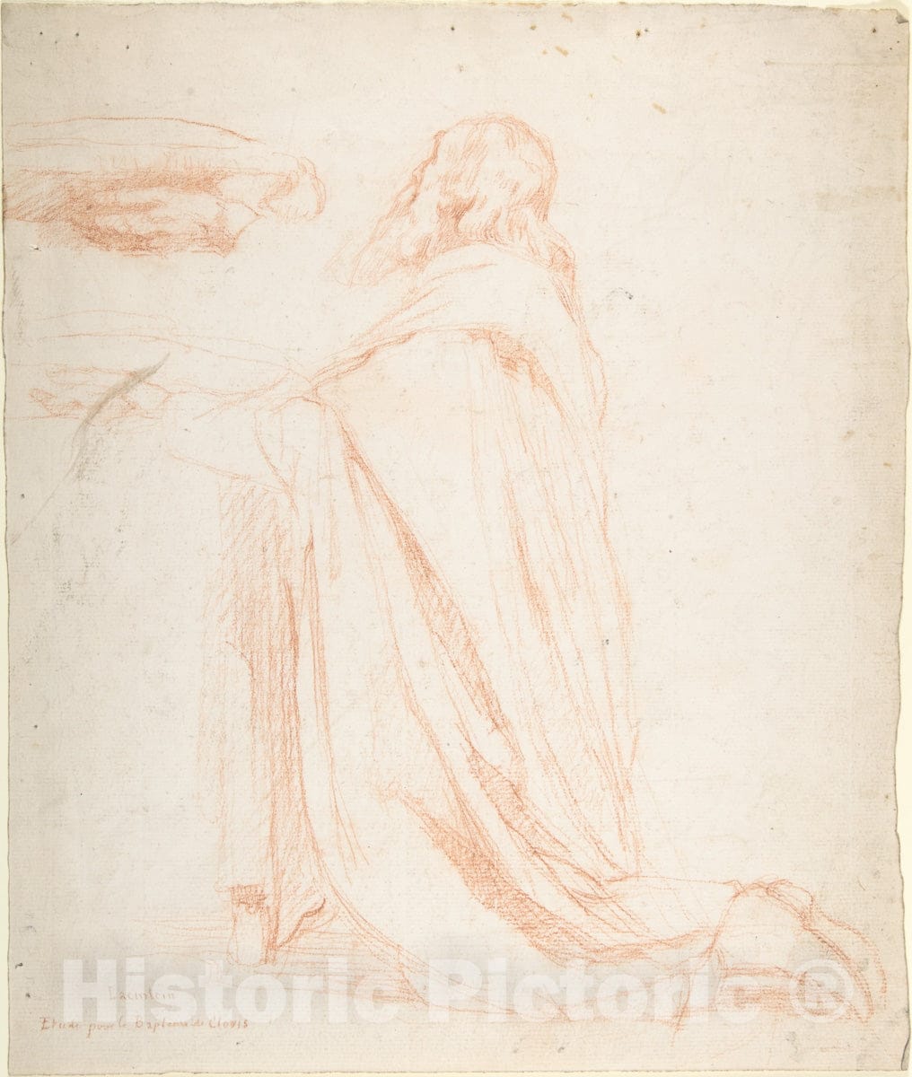 Art Print : Alexandre Laemlein - Kneeling Prelate Holding a Cushion : Vintage Wall Art