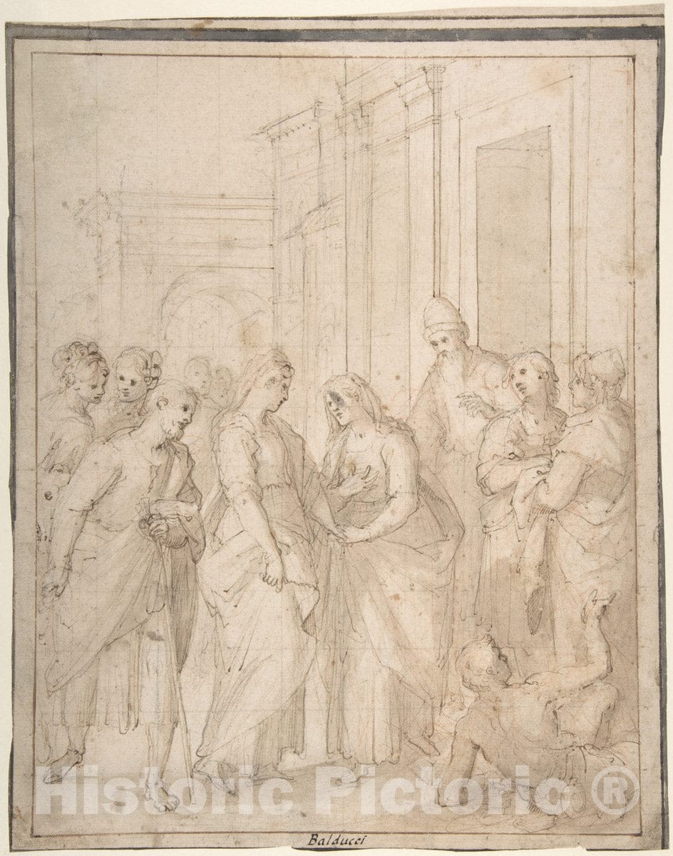 Art Print : Giovanni Balducci (Il Cosci) - The Visitation of The Virgin to Saint Elizabeth : Vintage Wall Art