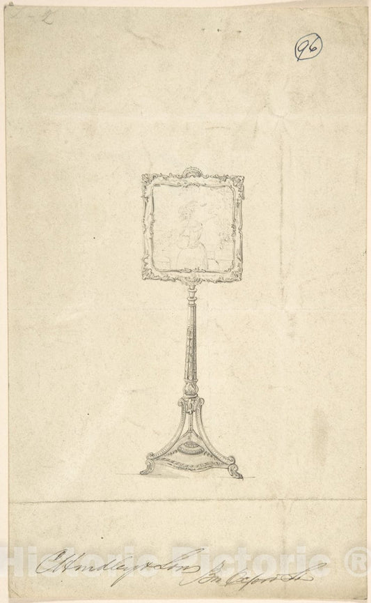 Art Print : Charles Hindley and Sons - Design for a Standing Frame 2 : Vintage Wall Art