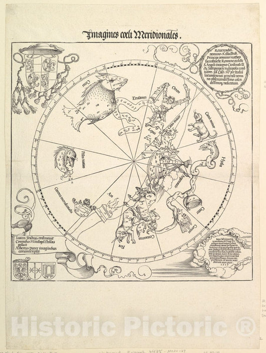 Art Print : Albrecht Dürer - The Celestial Globe-Southern Hemisphere : Vintage Wall Art