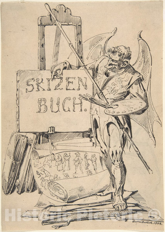 Art Print : Gustav Bartsch - Der Fehlerteufel (Devil of Mistakes) : Vintage Wall Art