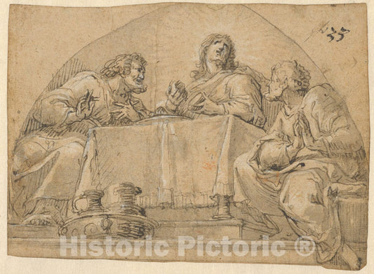 Art Print : Hans Georg Asam - Christ at Emmaus : Vintage Wall Art