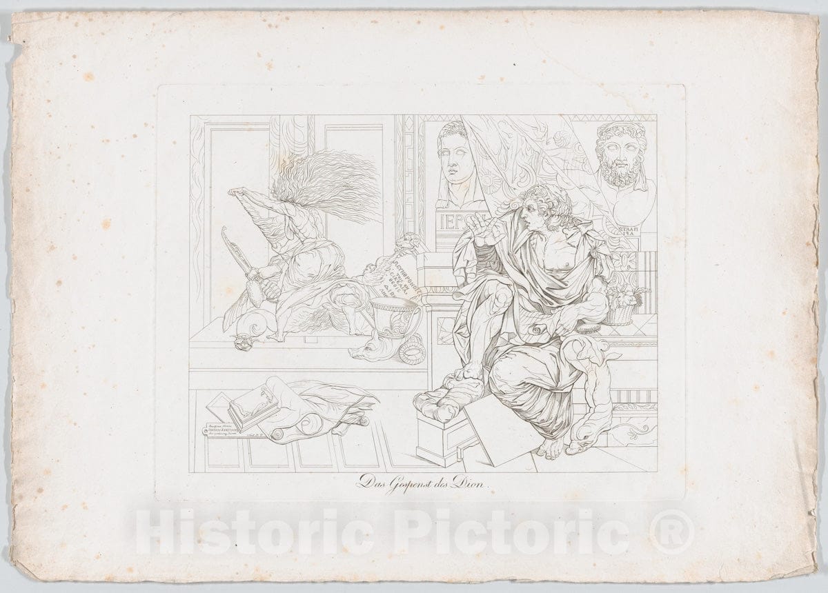 Art Print : Johann Heinrich Lips - Das Gespenst des Dion (The Apparition Appears to Dion Wielding a Broom, Plutarch, Dion, 55) : Vintage Wall Art