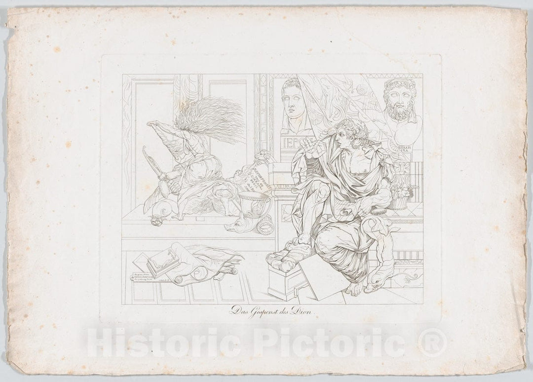 Art Print : Johann Heinrich Lips - Das Gespenst des Dion (The Apparition Appears to Dion Wielding a Broom, Plutarch, Dion, 55) : Vintage Wall Art