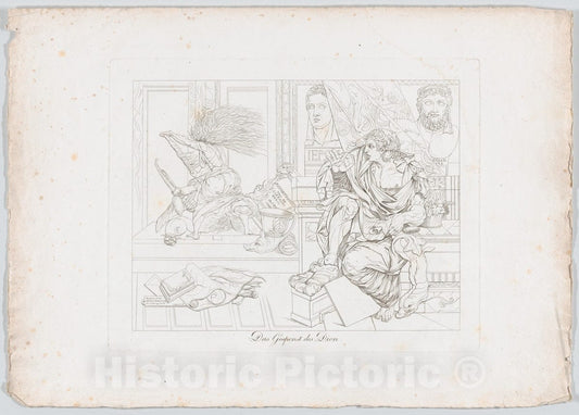 Art Print : Johann Heinrich Lips - Das Gespenst des Dion (The Apparition Appears to Dion Wielding a Broom, Plutarch, Dion, 55) : Vintage Wall Art