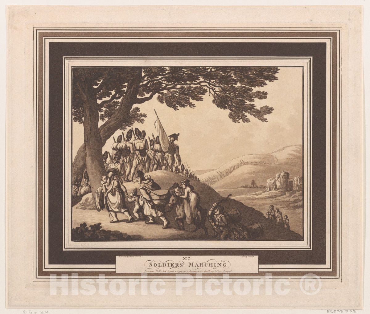 Art Print : Heinrich Joseph Schu?tz - Soldiers Marching : Vintage Wall Art