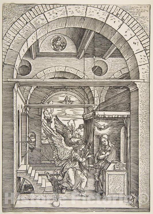 Art Print : Albrecht Dürer - The Annunciation, from The Life of The Virgin : Vintage Wall Art