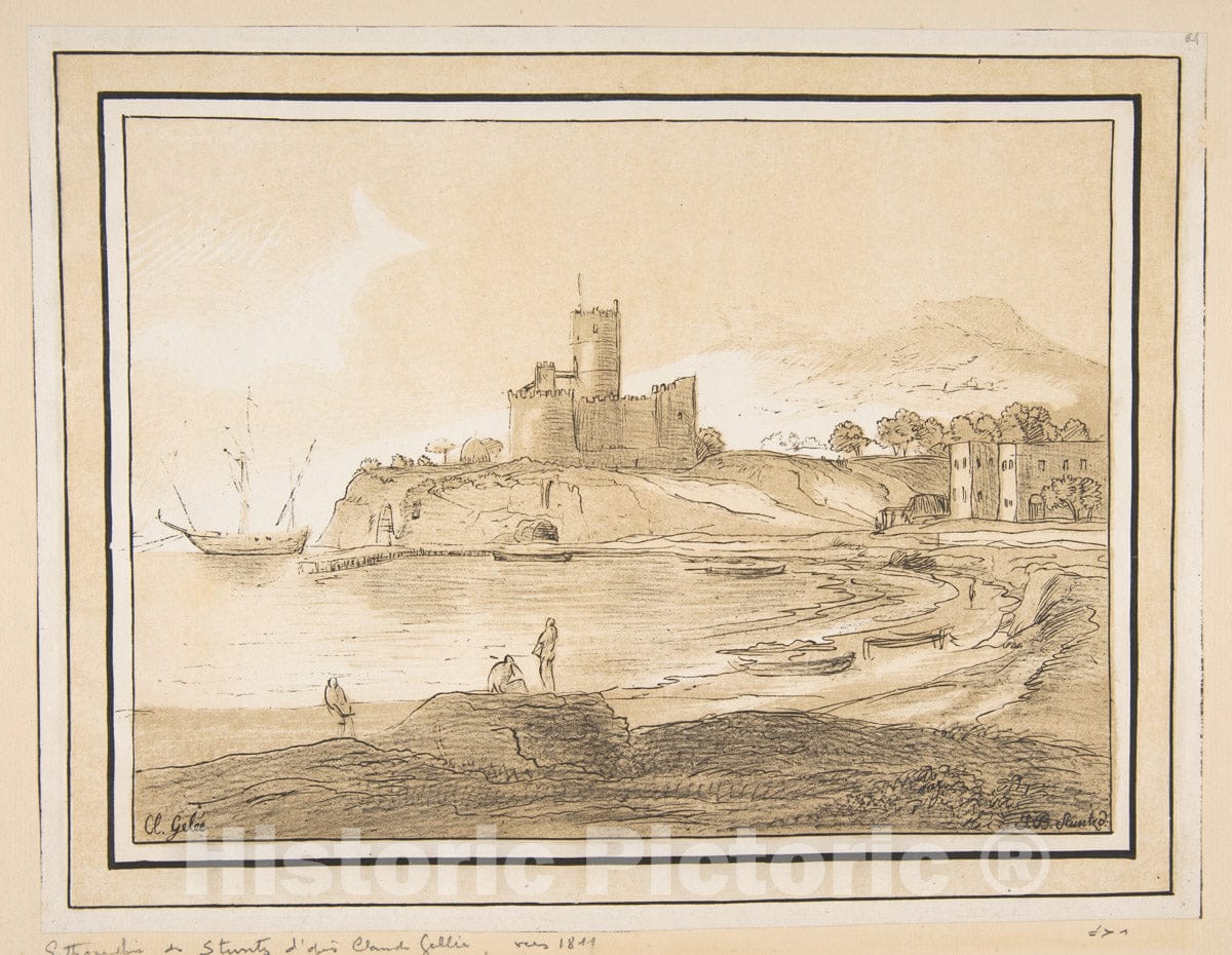 Art Print : Johan Baptist Stuntz - Landscape After Claude : Vintage Wall Art