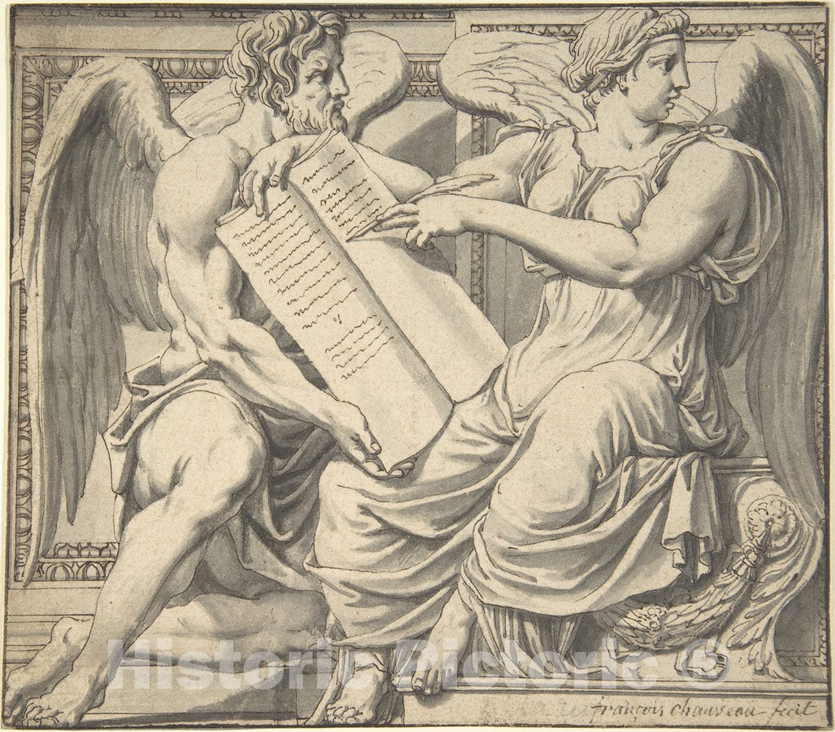 Art Print : François Chauveau - Allegory of History : Vintage Wall Art