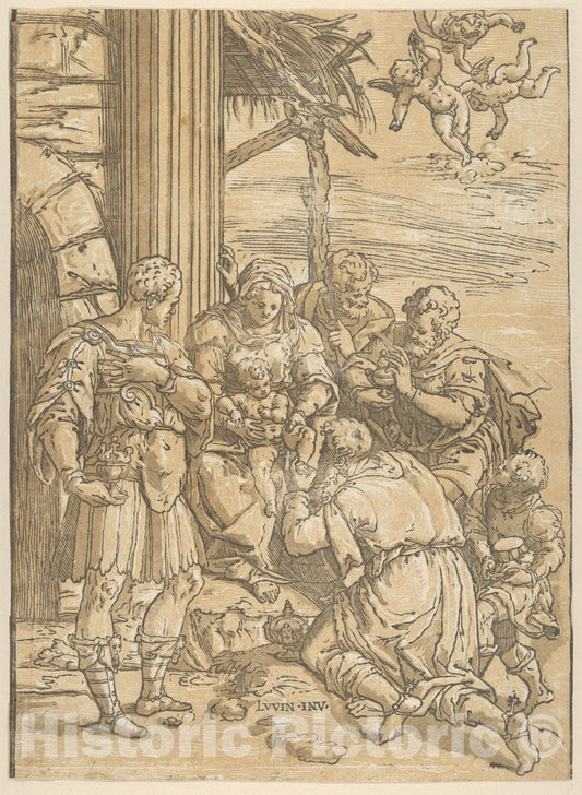 Art Print : Andrea Andreani - Adoration of The Magi : Vintage Wall Art