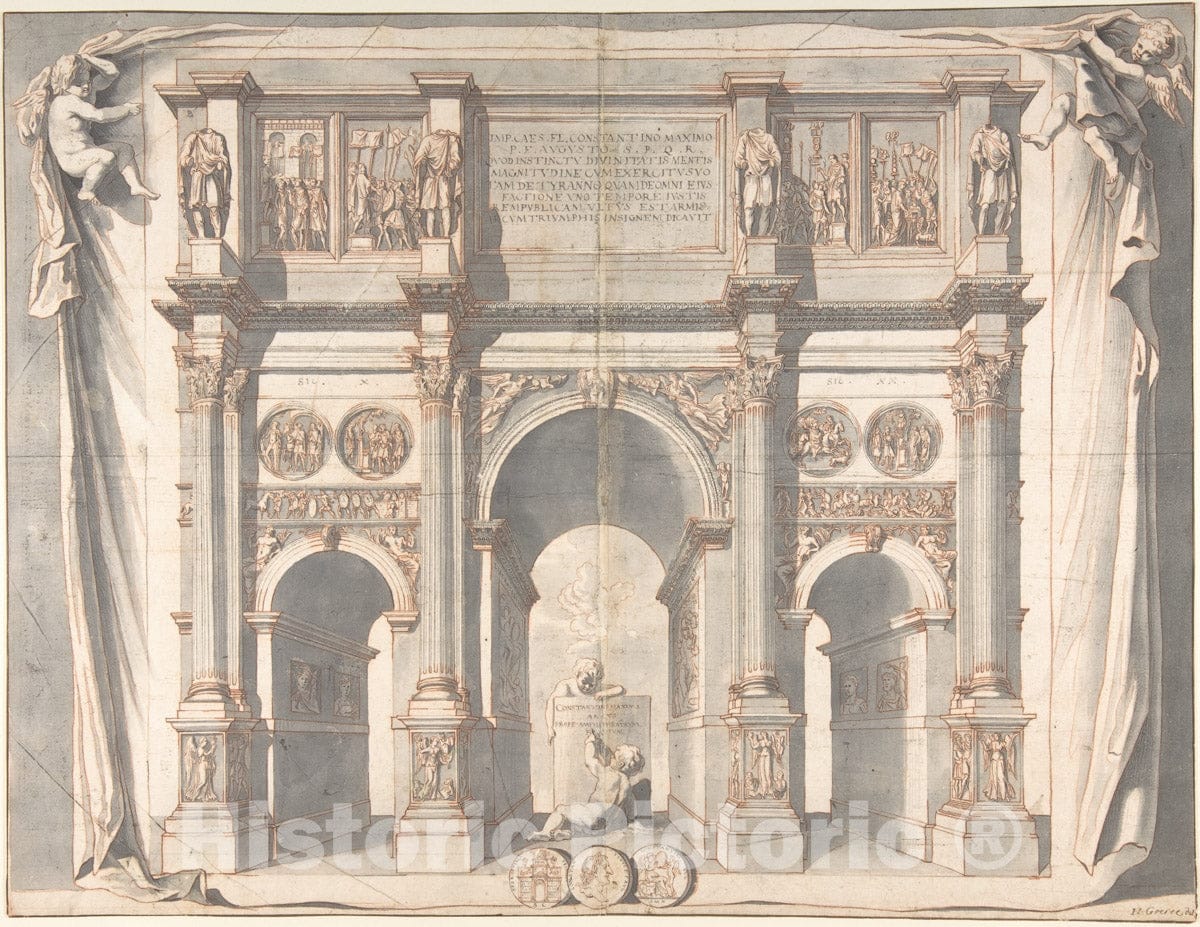 Art Print : Jan Goeree - View of The Arch of Constantine : Vintage Wall Art