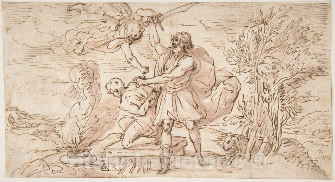 Art Print : Micco Spadaro (Domenico Gargiulo) - Abraham About to Sacrifice Isaac : Vintage Wall Art