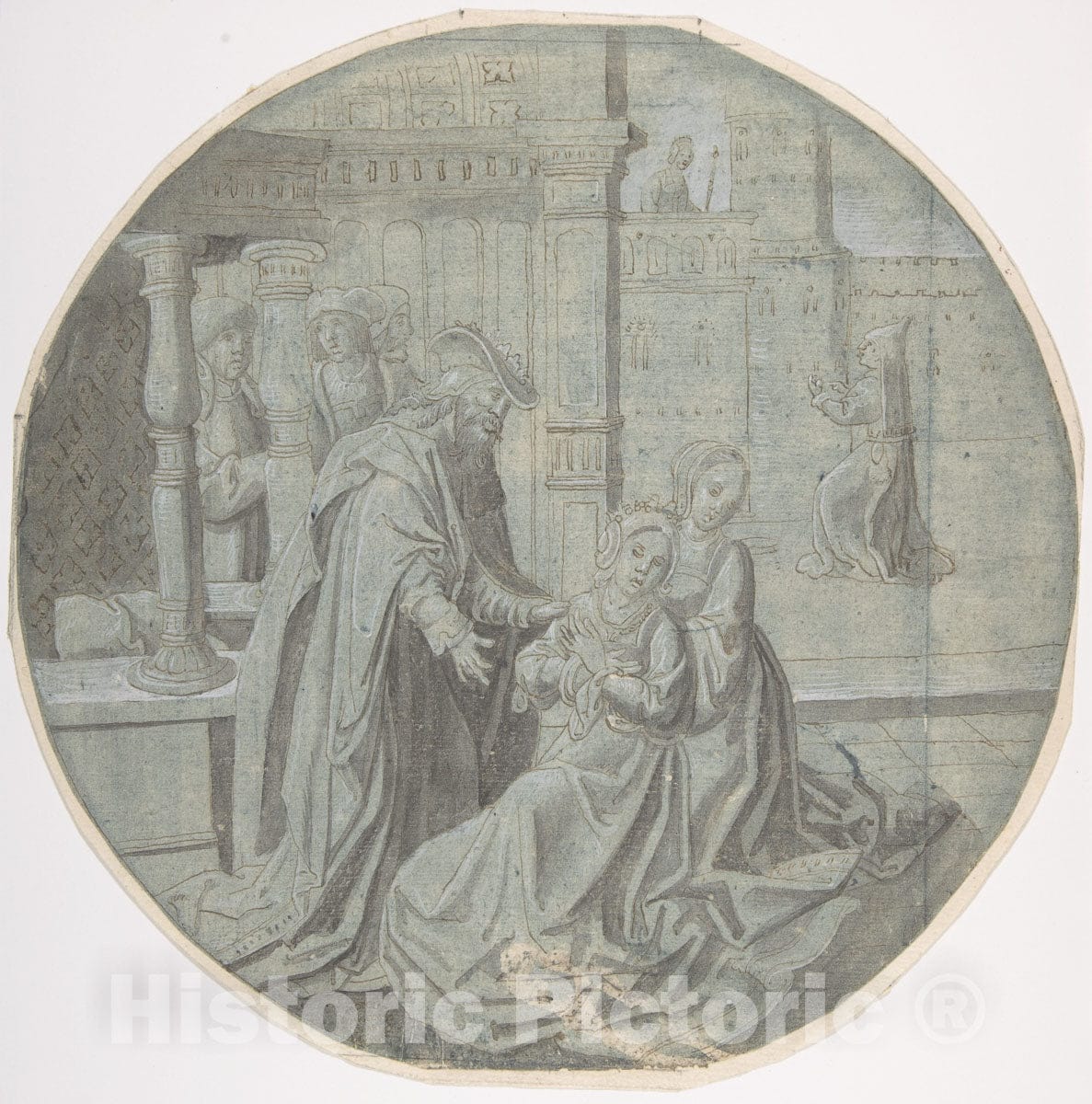 Art Print : Circle of Pseudo-Aert Ortkens - Queen Esther Hears of The Decree Against The Jews. : Vintage Wall Art