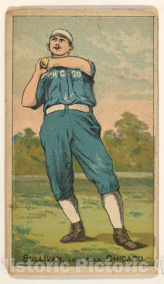 Art Print : D. Buchner & Co, New York - Sullivan, Left Field, Chicago, from The Gold Coin Series (N284) for Gold Coin Chewing Tobacco : Vintage Wall Art