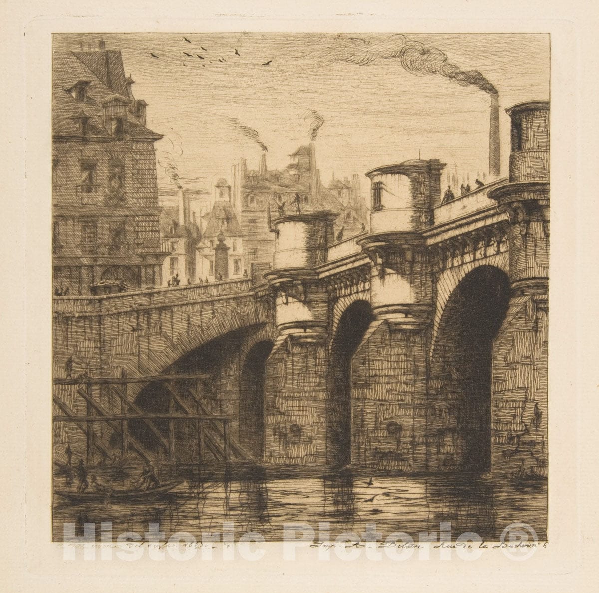 Art Print : Charles Meryon - Pont-Neuf, Paris 2 : Vintage Wall Art
