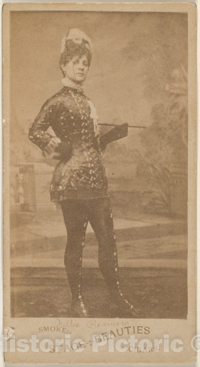 Photo Print : Actress Standing with Hand on Hip, from The Actresses Series (N666) to Promote Stage Beauties Cigars : Vintage Wall Art